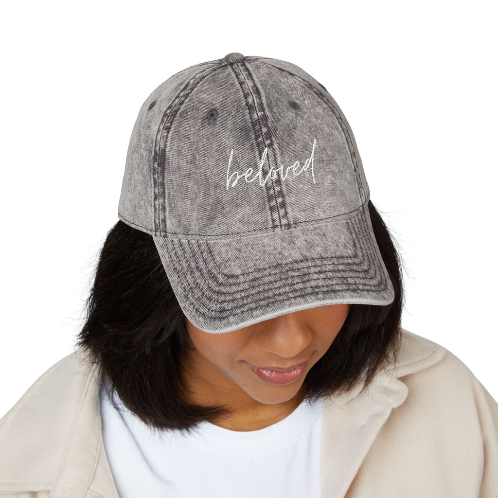 Vintage Washed, Embroidered 'beloved' Baseball Cap