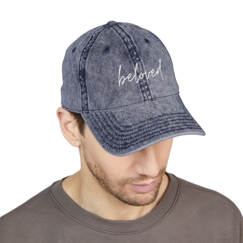 Vintage Washed, Embroidered 'beloved' Baseball Cap