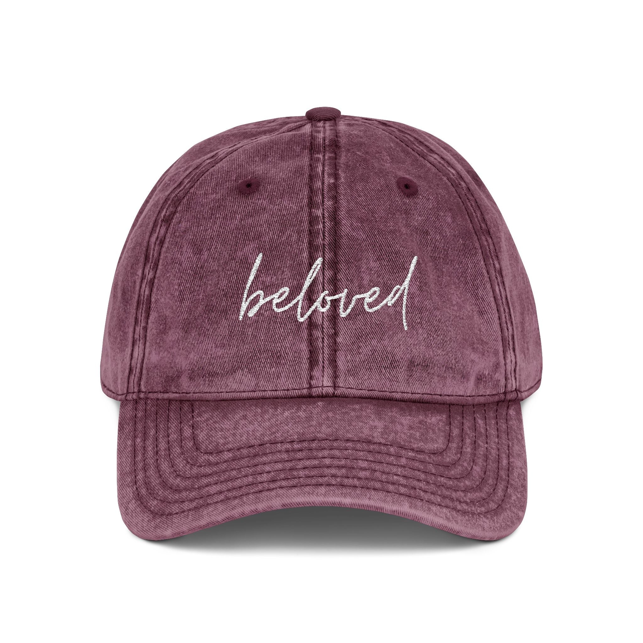 Vintage Washed, Embroidered 'beloved' Baseball Cap