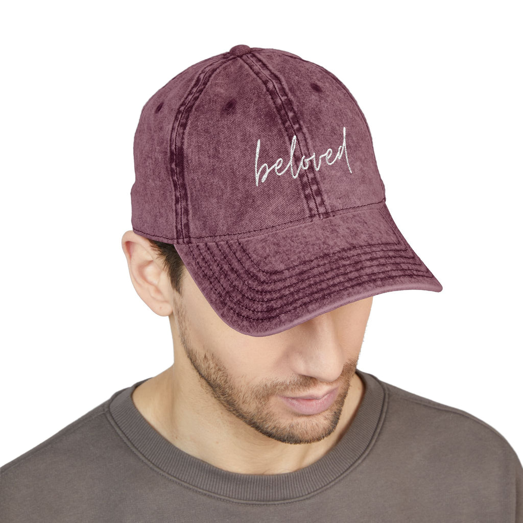 Vintage Washed, Embroidered 'beloved' Baseball Cap