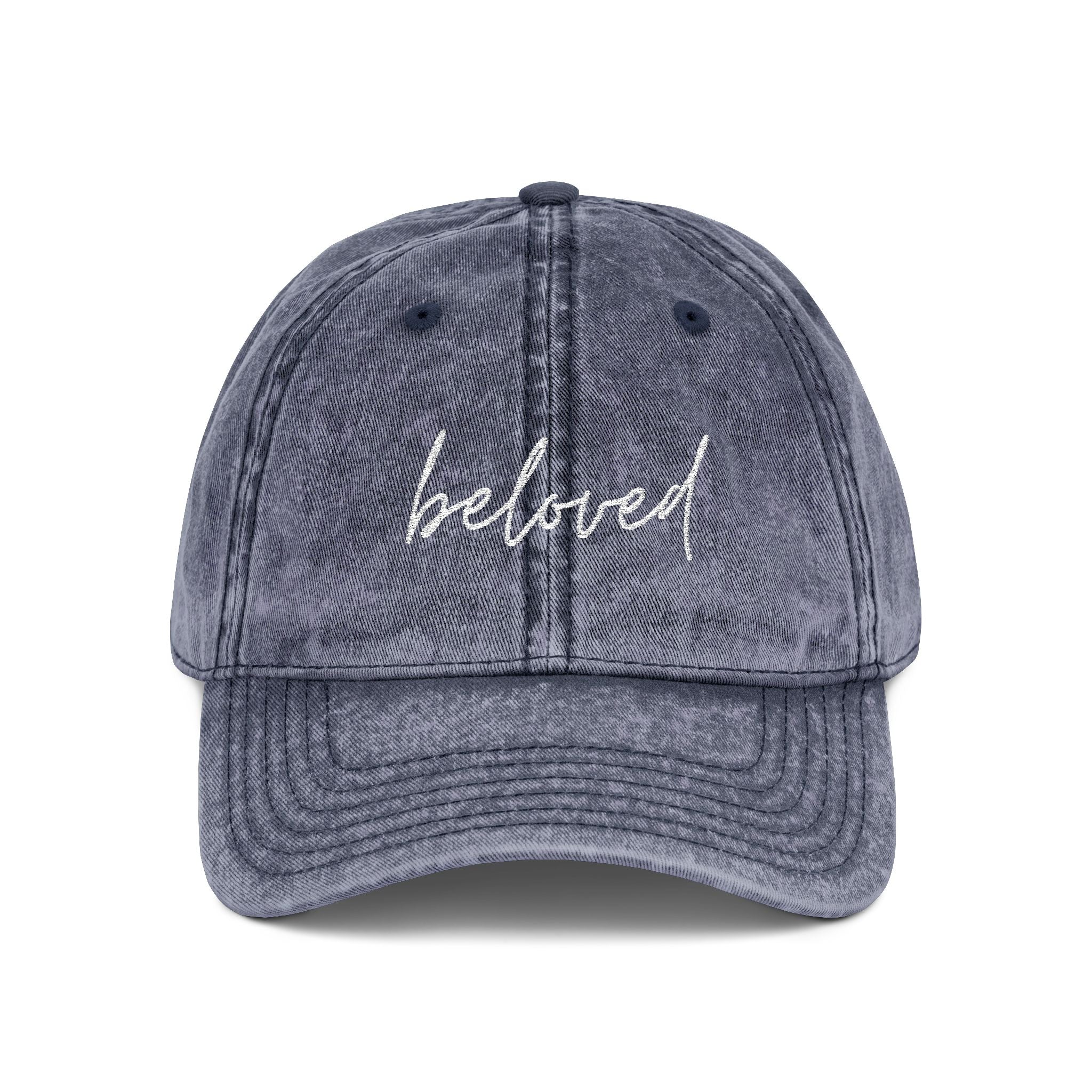 Vintage Washed, Embroidered 'beloved' Baseball Cap
