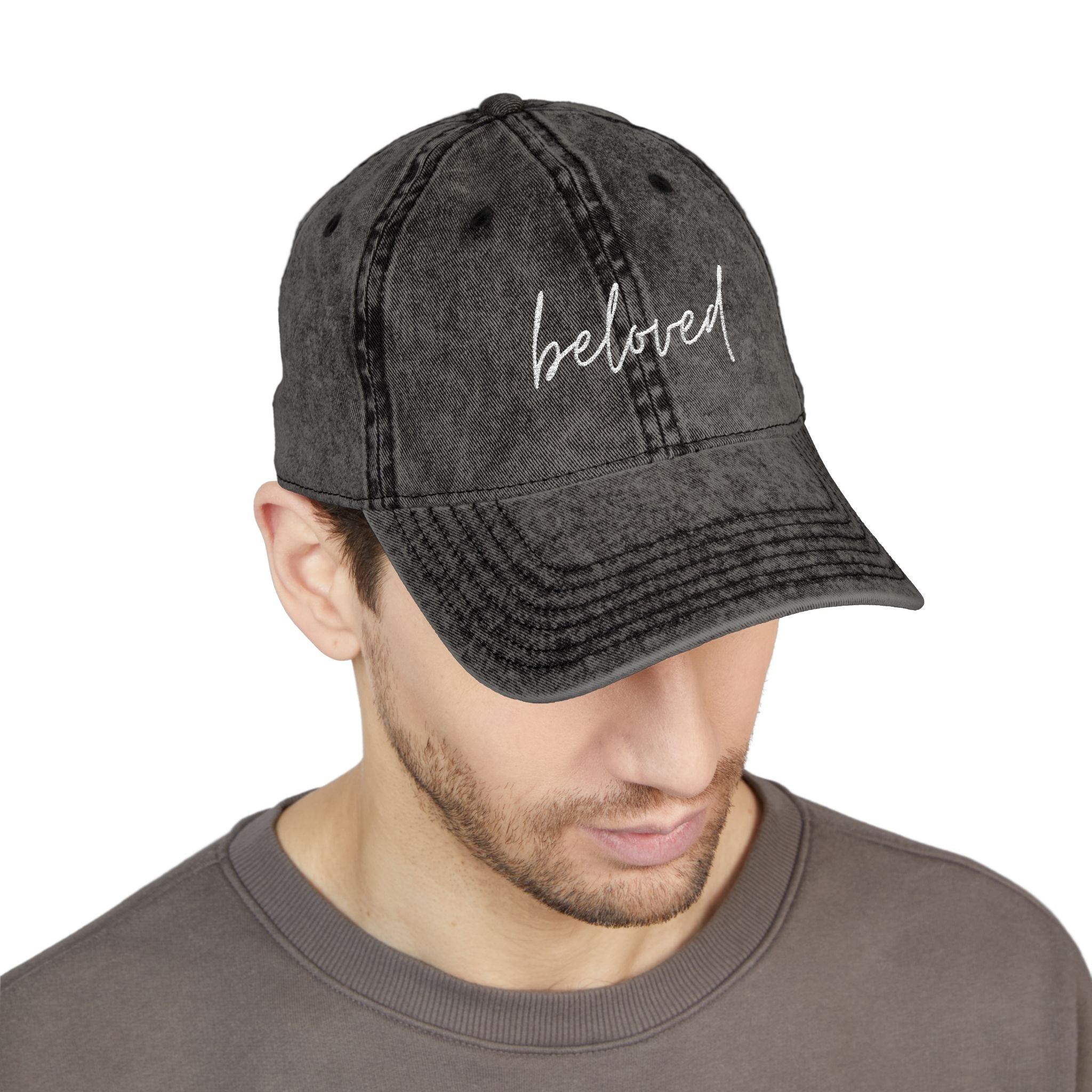 Vintage Washed, Embroidered 'beloved' Baseball Cap