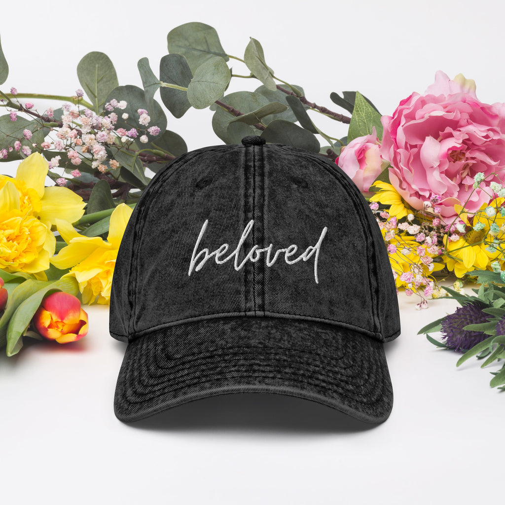 Vintage Washed, Embroidered 'beloved' Baseball Cap