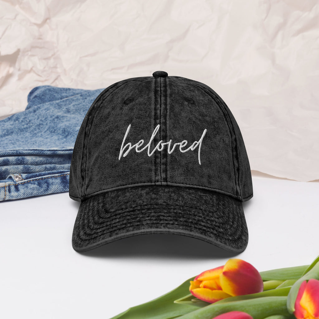 Vintage Washed, Embroidered 'beloved' Baseball Cap