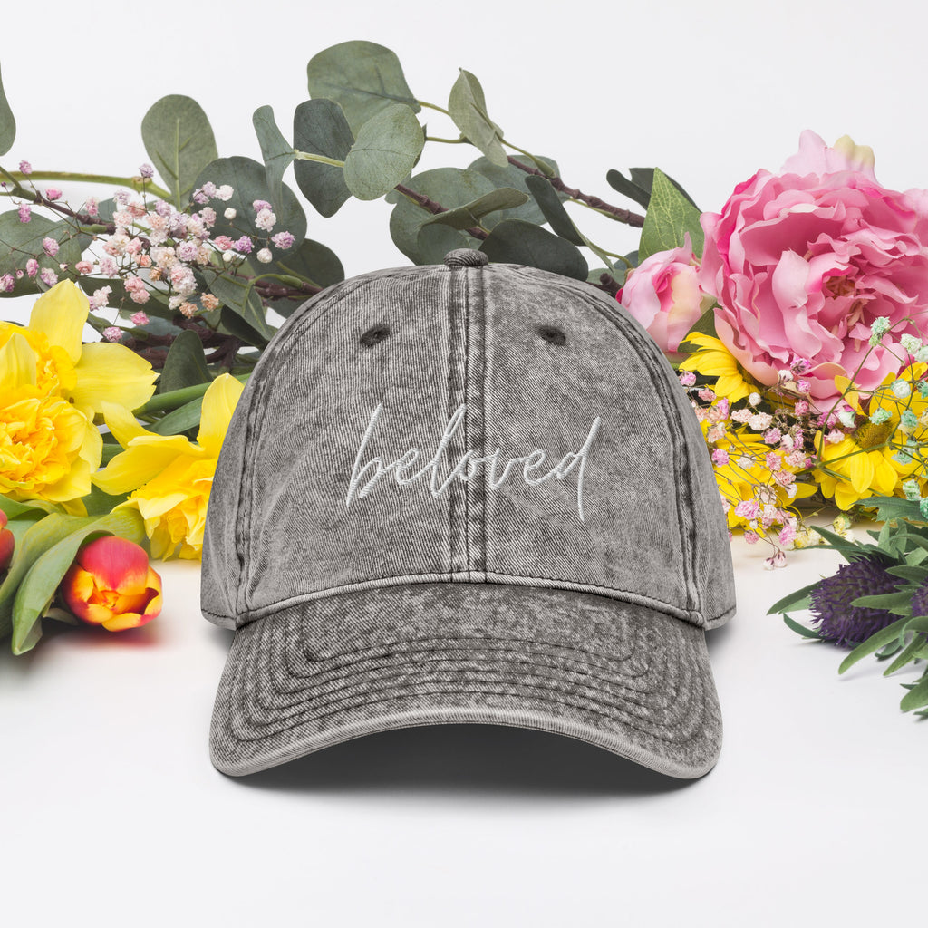 Vintage Washed, Embroidered 'beloved' Baseball Cap