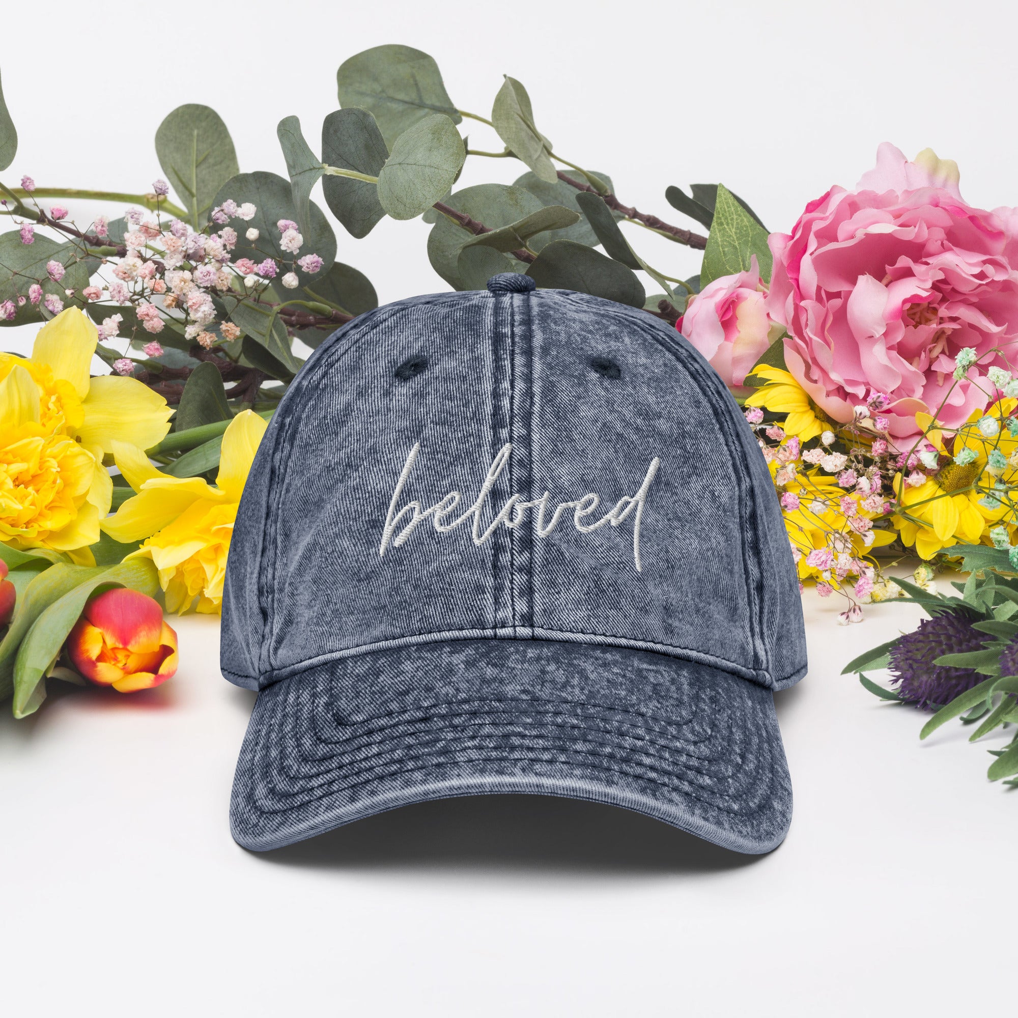 Vintage Washed, Embroidered 'beloved' Baseball Cap