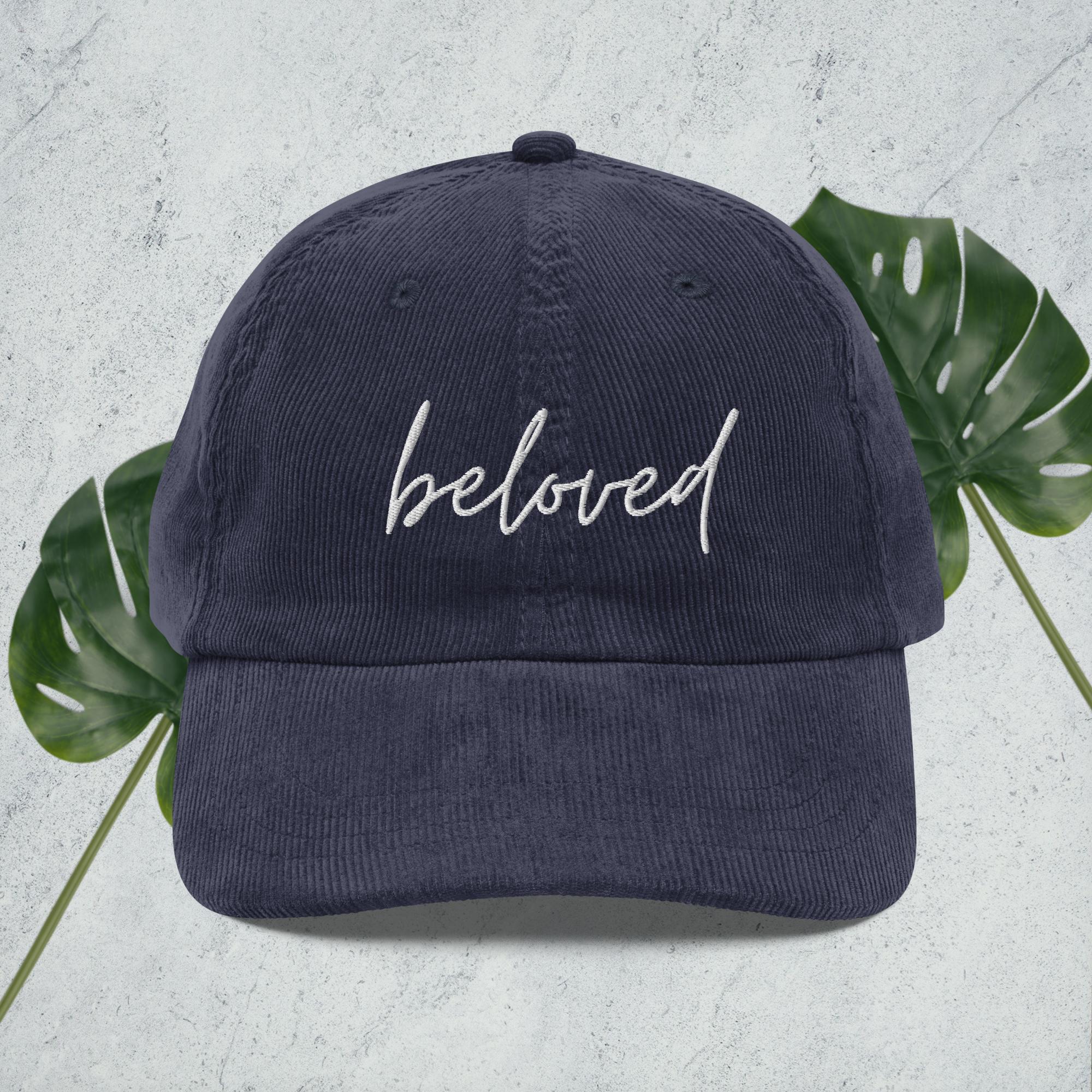 Embroidered 'beloved' Corduroy Cap — Vintage Rust Baseball Hat