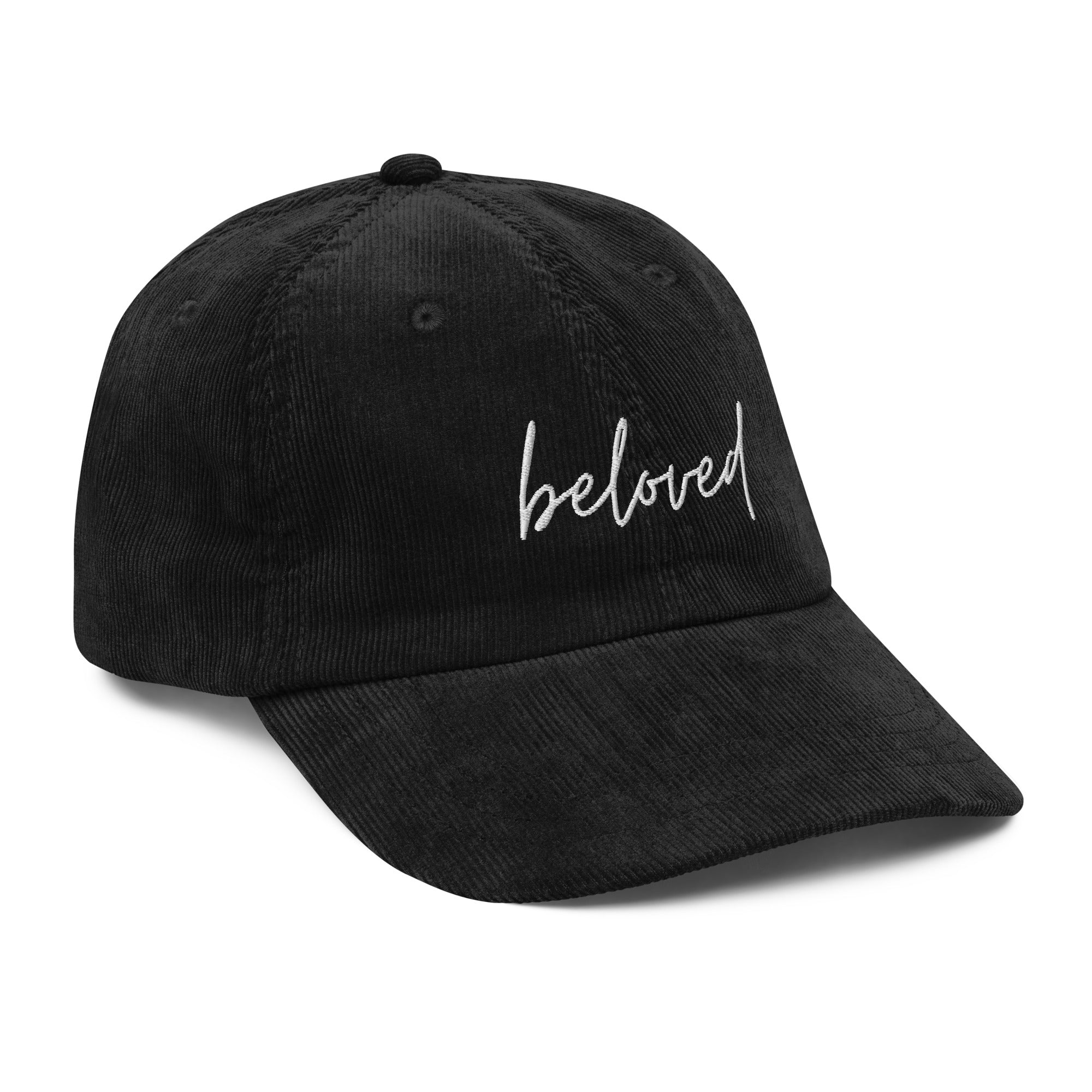 Embroidered 'beloved' Corduroy Cap — Vintage Rust Baseball Hat
