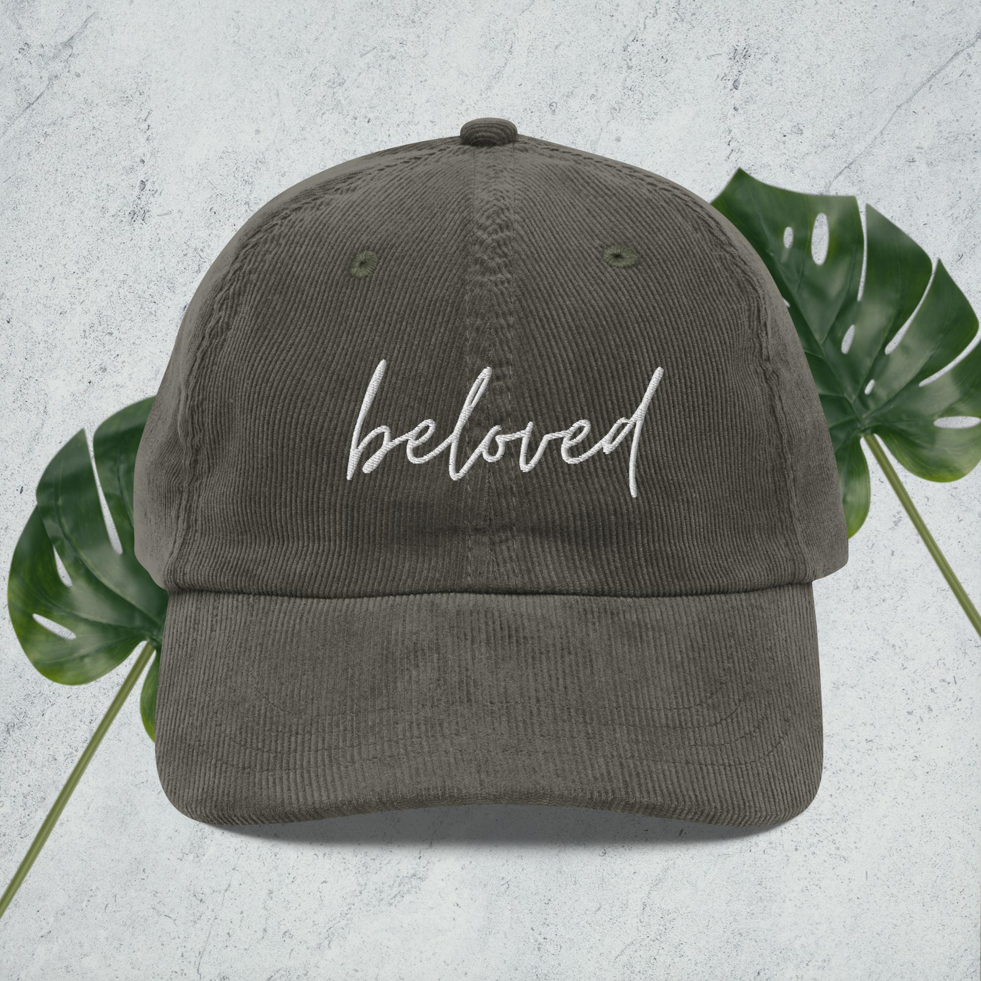 Embroidered 'beloved' Corduroy Cap — Vintage Rust Baseball Hat