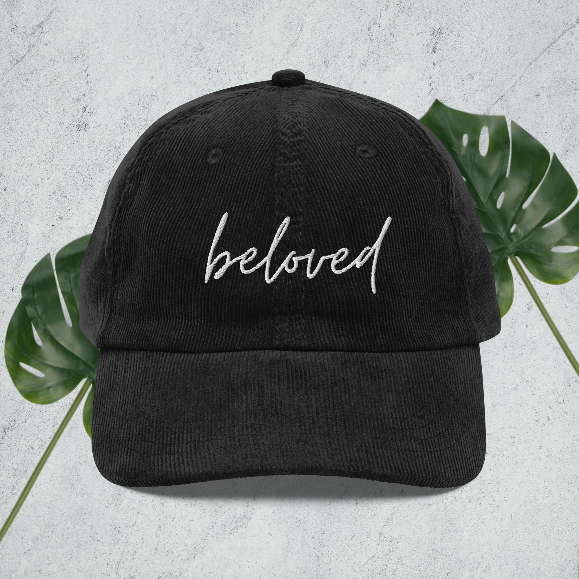 Embroidered 'beloved' Corduroy Cap — Vintage Rust Baseball Hat