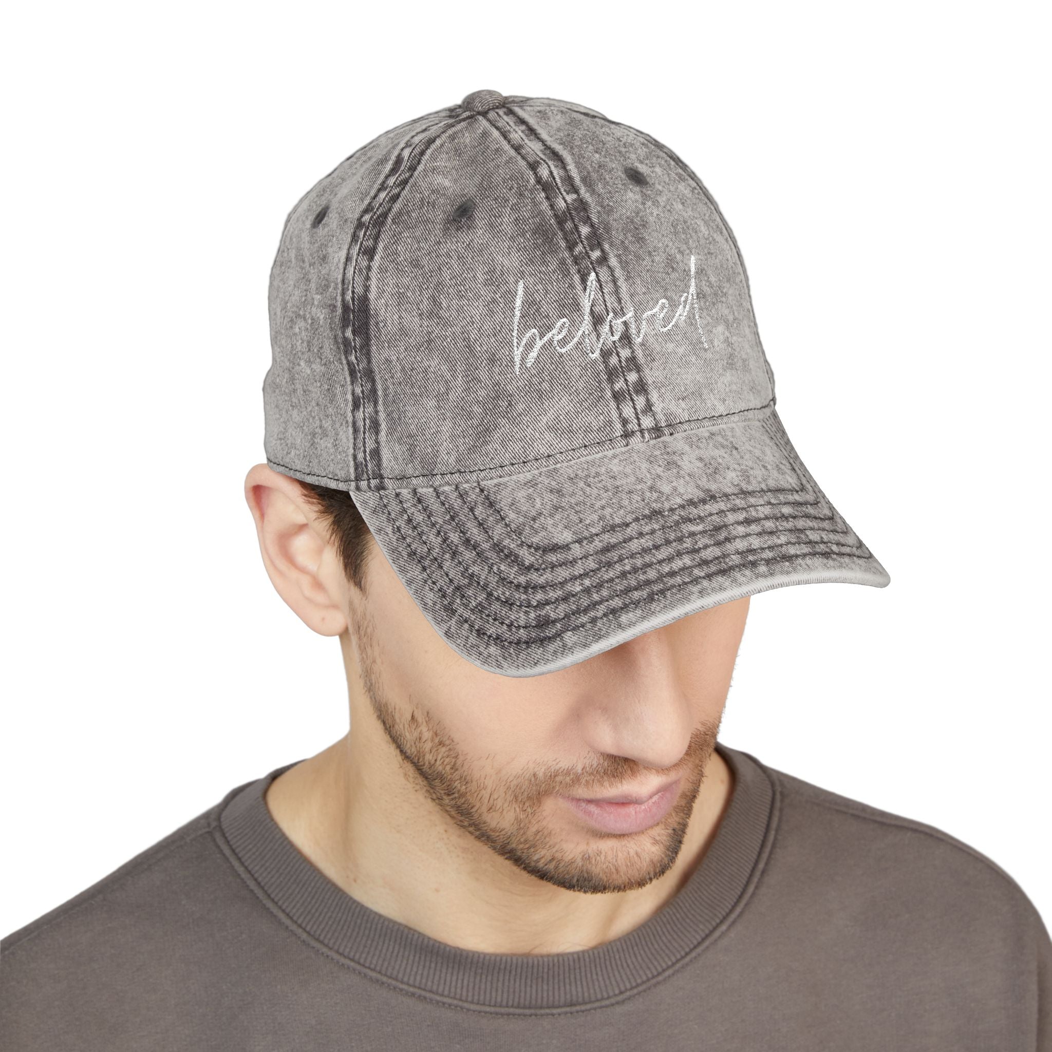 Vintage Washed, Embroidered 'beloved' Baseball Cap