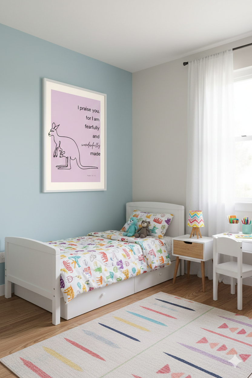 Art - Kangaroo Wonderfully Made - Framed