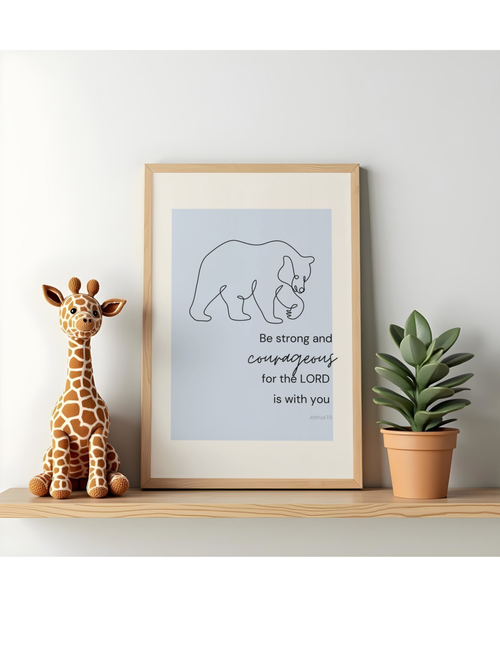 Art - Courageous Bear, Joshua 1:9 - Framed